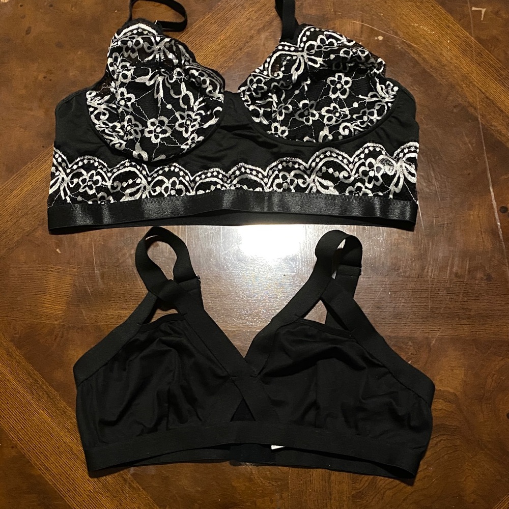 Elegant Black and White Lace Bralette Set